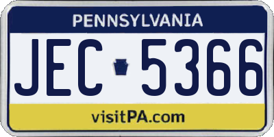 PA license plate JEC5366