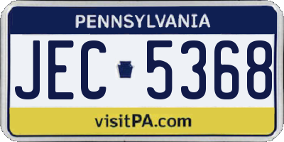 PA license plate JEC5368