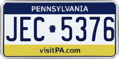 PA license plate JEC5376