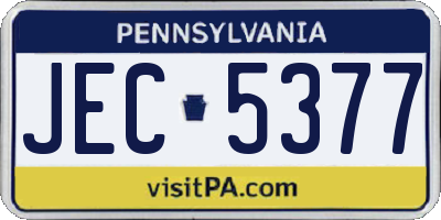 PA license plate JEC5377