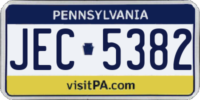 PA license plate JEC5382