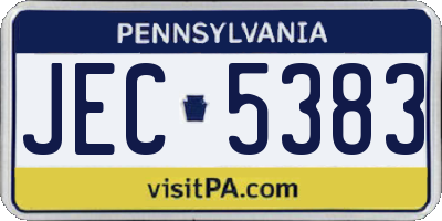 PA license plate JEC5383
