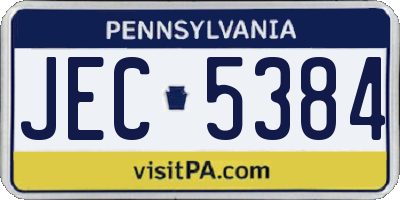 PA license plate JEC5384