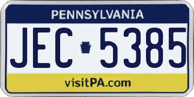 PA license plate JEC5385