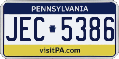 PA license plate JEC5386