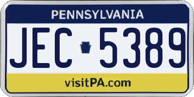 PA license plate JEC5389