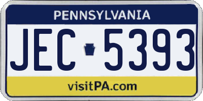 PA license plate JEC5393