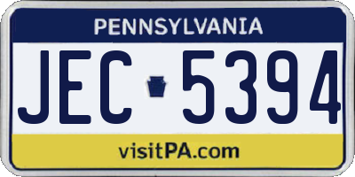 PA license plate JEC5394