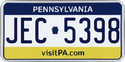 PA license plate JEC5398