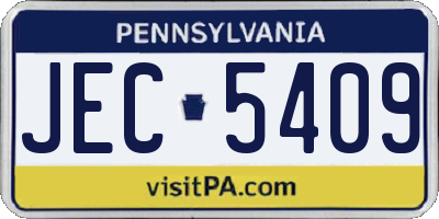 PA license plate JEC5409
