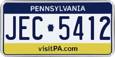 PA license plate JEC5412