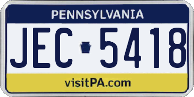 PA license plate JEC5418
