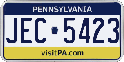 PA license plate JEC5423