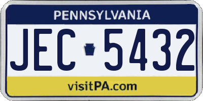 PA license plate JEC5432