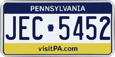 PA license plate JEC5452