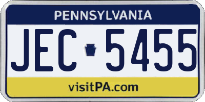 PA license plate JEC5455