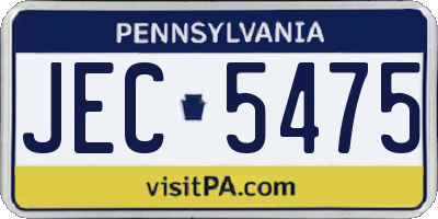 PA license plate JEC5475