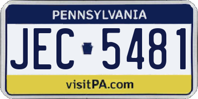 PA license plate JEC5481
