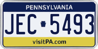 PA license plate JEC5493