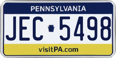 PA license plate JEC5498