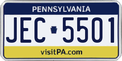 PA license plate JEC5501