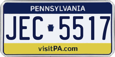 PA license plate JEC5517