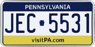 PA license plate JEC5531