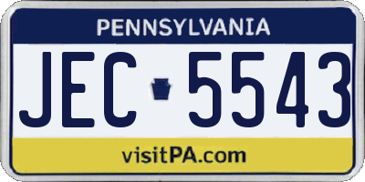 PA license plate JEC5543