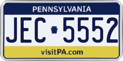 PA license plate JEC5552