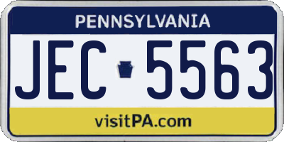 PA license plate JEC5563