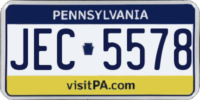 PA license plate JEC5578