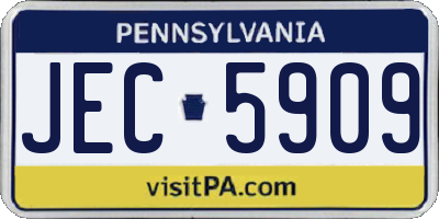 PA license plate JEC5909
