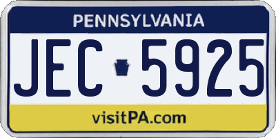 PA license plate JEC5925