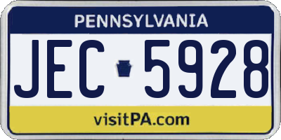 PA license plate JEC5928