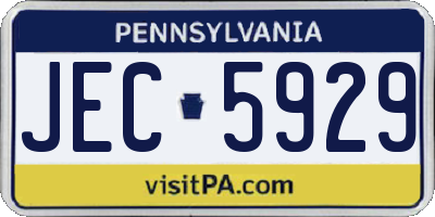 PA license plate JEC5929