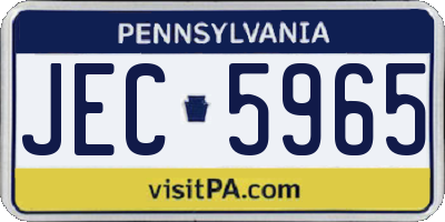 PA license plate JEC5965
