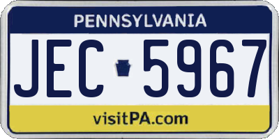 PA license plate JEC5967