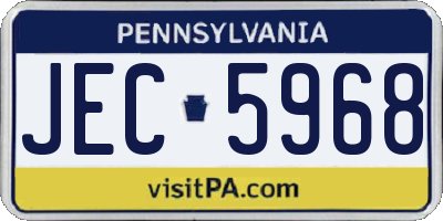 PA license plate JEC5968