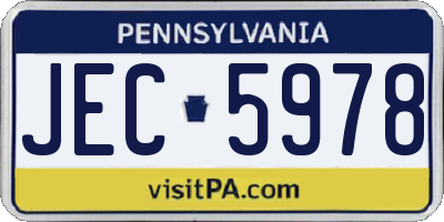 PA license plate JEC5978