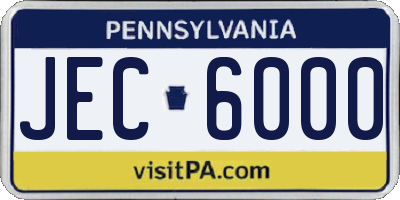 PA license plate JEC6000