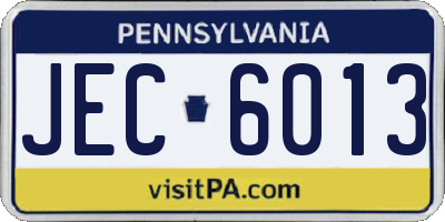 PA license plate JEC6013