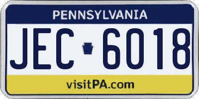 PA license plate JEC6018