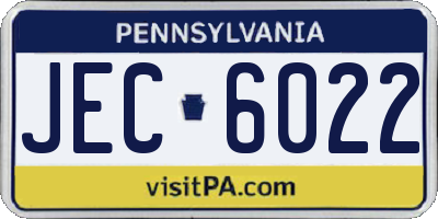 PA license plate JEC6022
