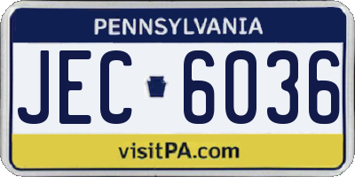 PA license plate JEC6036