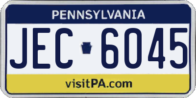 PA license plate JEC6045