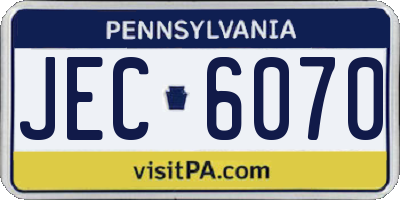 PA license plate JEC6070