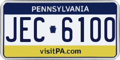 PA license plate JEC6100
