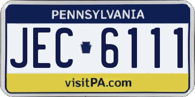 PA license plate JEC6111