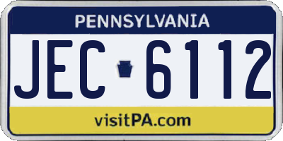 PA license plate JEC6112
