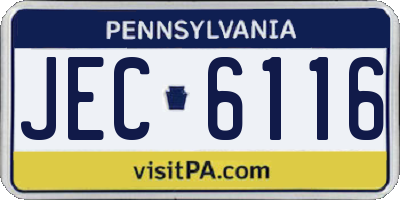PA license plate JEC6116